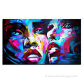 Modern Handmade Big Face Fabric Oil Painting 54027